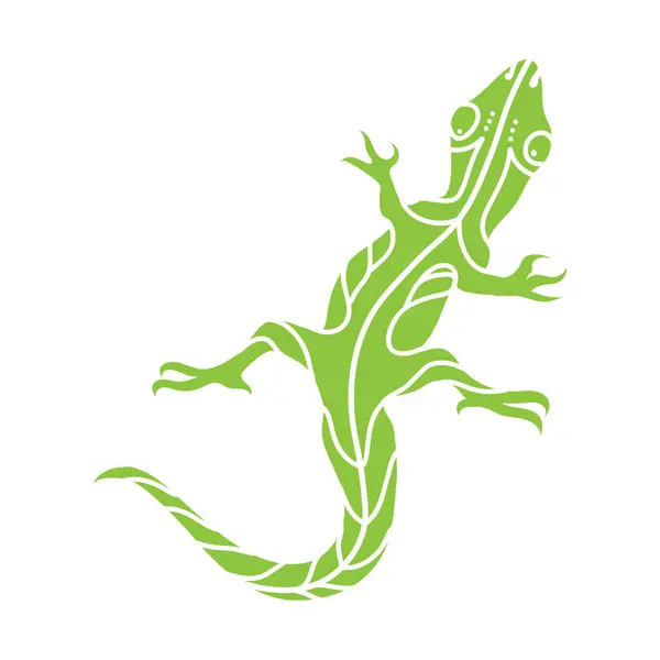 Cool Green Chameleon Design Vector Logo 图库插图