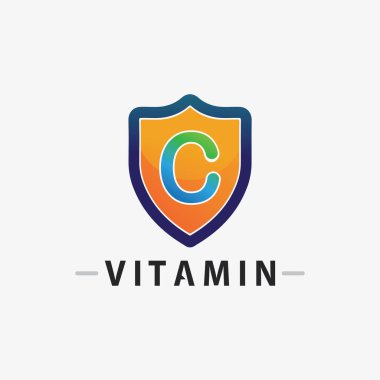C vitamini logo vektör tasarımı vektör sağIık besin