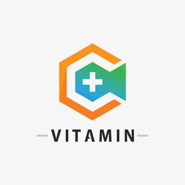 C vitamini logo vektör tasarımı vektör sağIık besin