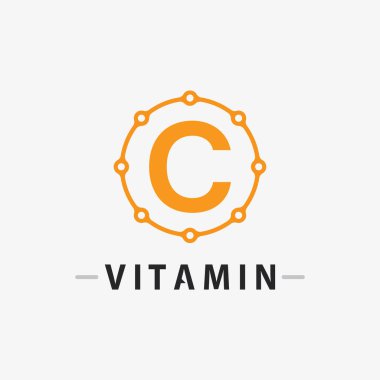 C vitamini logo vektör tasarımı vektör sağIık besin