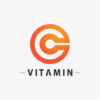 C vitamini logo vektör tasarımı vektör sağIık besin