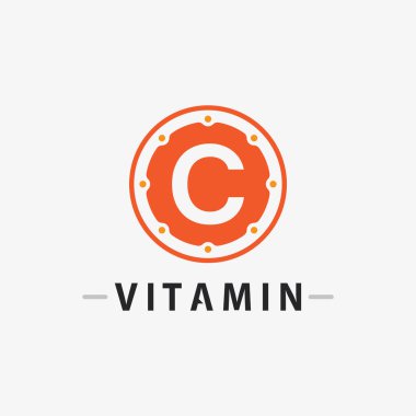 C vitamini logo vektör tasarımı vektör sağIık besin