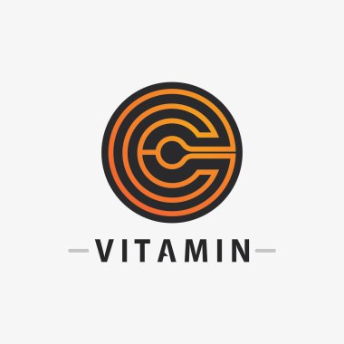 C vitamini logo vektör tasarımı vektör sağIık besin