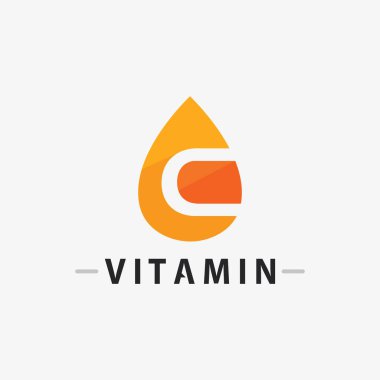 C vitamini logo vektör tasarımı vektör sağIık besin