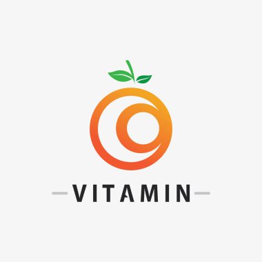 C vitamini logo vektör tasarımı vektör sağIık besin