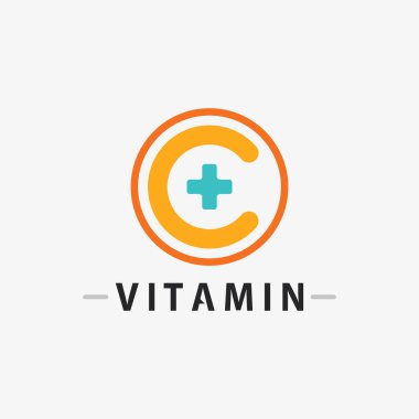 C vitamini logo vektör tasarımı vektör sağIık besin