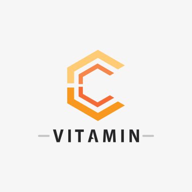 C vitamini logo vektör tasarımı vektör sağIık besin