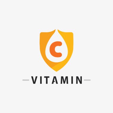 C vitamini logo vektör tasarımı vektör sağIık besin