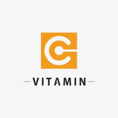 C vitamini logo vektör tasarımı vektör sağIık besin