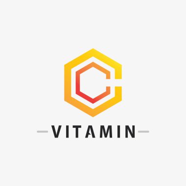 C vitamini logo vektör tasarımı vektör sağIık besin