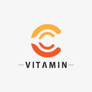 C vitamini logo vektör tasarımı vektör sağIık besin