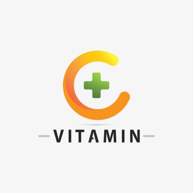 C vitamini logo vektör tasarımı vektör sağIık besin