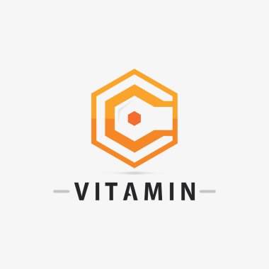 C vitamini logosu ve C logosu vektör vektör tasarımı sağIık ikonu