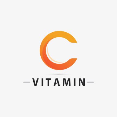 C vitamini logosu ve C logosu vektör vektör tasarımı sağIık ikonu