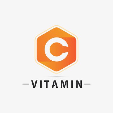C vitamini logosu ve C logosu vektör vektör tasarımı sağIık ikonu