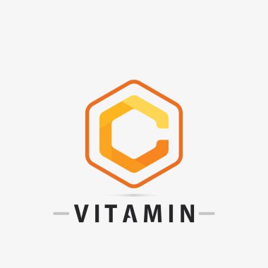C vitamini logosu ve C logosu vektör vektör tasarımı sağIık ikonu
