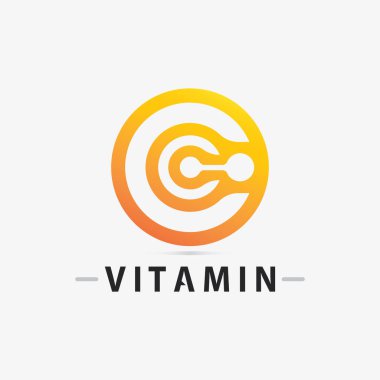 C vitamini logosu ve C logosu vektör vektör tasarımı sağIık ikonu