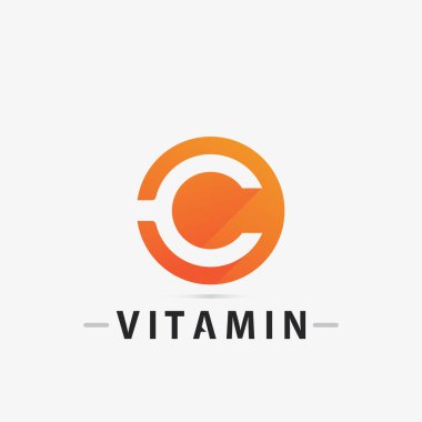C vitamini logosu ve C logosu vektör vektör tasarımı sağIık ikonu