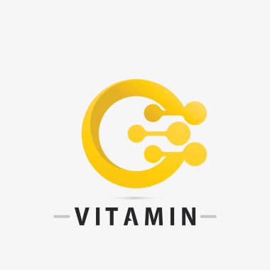 C vitamini logosu ve C logosu vektör vektör tasarımı sağIık ikonu