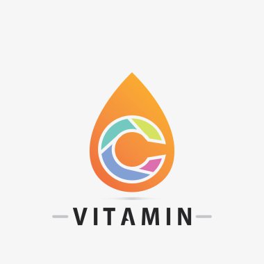 C vitamini logosu ve C logosu vektör vektör tasarımı sağIık ikonu