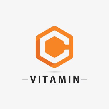 C vitamini logosu ve C logosu vektör vektör tasarımı sağIık ikonu