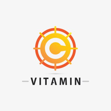 C vitamini logosu ve C logosu vektör vektör tasarımı sağIık ikonu