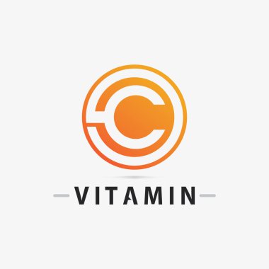 C vitamini logosu ve C logosu vektör vektör tasarımı sağIık ikonu
