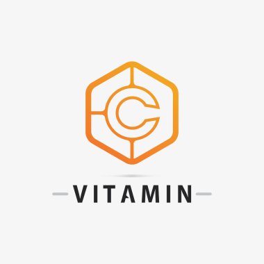 C vitamini logosu ve C logosu vektör vektör tasarımı sağIık ikonu