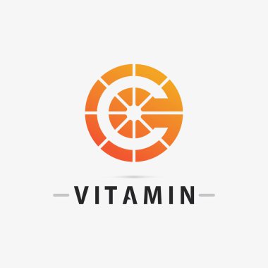 C vitamini logosu ve C logosu vektör vektör tasarımı sağIık ikonu