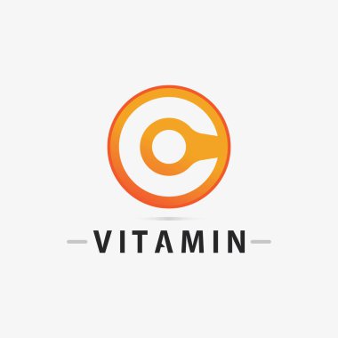C vitamini logosu ve C logosu vektör vektör tasarımı sağIık ikonu