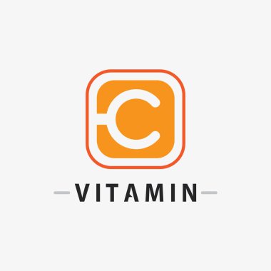 C vitamini logosu ve C logosu vektör vektör tasarımı sağIık ikonu