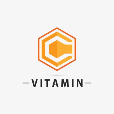 C vitamini logosu ve C logosu vektör vektör tasarımı sağIık ikonu
