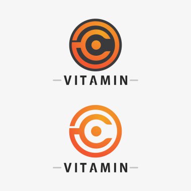 C vitamini logosu ve C logosu vektör vektör tasarımı sağIık ikonu
