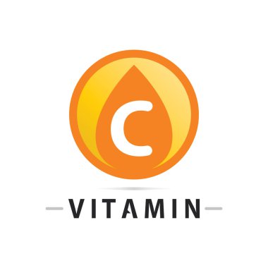 C vitamini logo vektör tasarımı vektör sağIık besin
