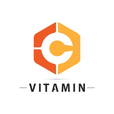 C vitamini logo vektör tasarımı vektör sağIık besin