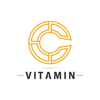 C vitamini logo vektör tasarımı vektör sağIık besin