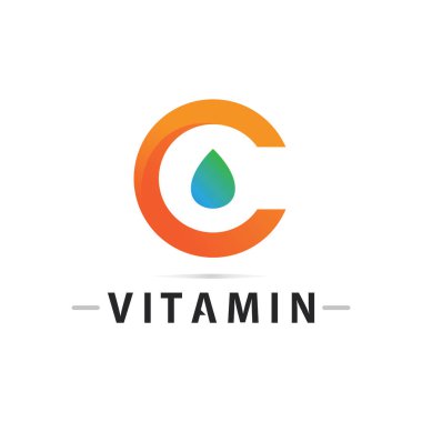 C vitamini logo vektör tasarımı vektör sağIık besin