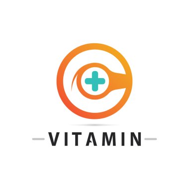 C vitamini logo vektör tasarımı vektör sağIık besin