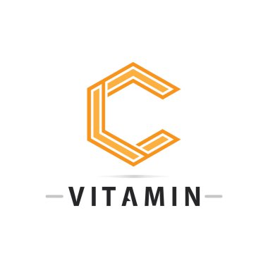 C vitamini logo vektör tasarımı vektör sağIık besin