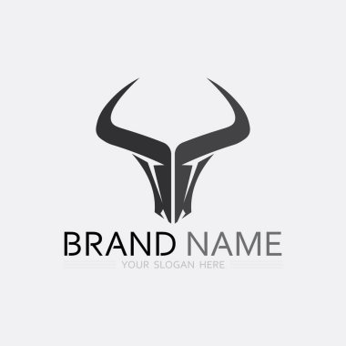 Boğa boynuzu ineği ve bufalo logosu ve sembol simge simgeleri uygulaması
