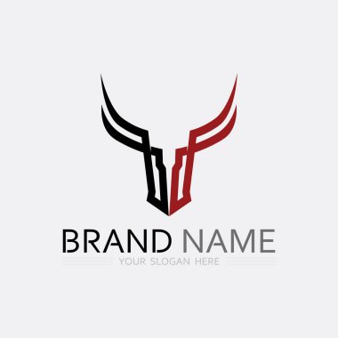 Boğa boynuzu ineği ve bufalo logosu ve sembol simge simgeleri uygulaması