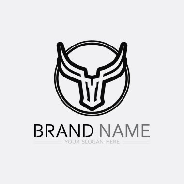 Boğa boynuzu ineği ve bufalo logosu ve sembol simge simgeleri uygulaması