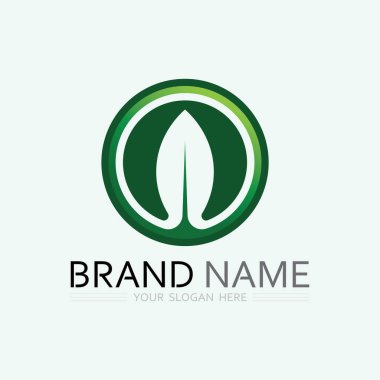 Doğa sembolü şablonu için yaprak logosu tasarım vektörü düzenlenebilir, Yeşil yapraklı logo ekoloji doğa element vektörü simgesi