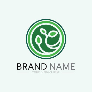 Doğa sembolü şablonu için yaprak logosu tasarım vektörü düzenlenebilir, Yeşil yapraklı logo ekoloji doğa element vektörü simgesi