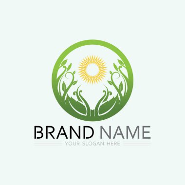 Doğa sembolü şablonu için yaprak logosu tasarım vektörü düzenlenebilir, Yeşil yapraklı logo ekoloji doğa element vektörü simgesi