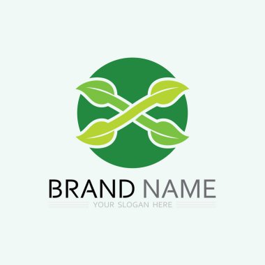 Doğa sembolü şablonu için yaprak logosu tasarım vektörü düzenlenebilir, Yeşil yapraklı logo ekoloji doğa element vektörü simgesi
