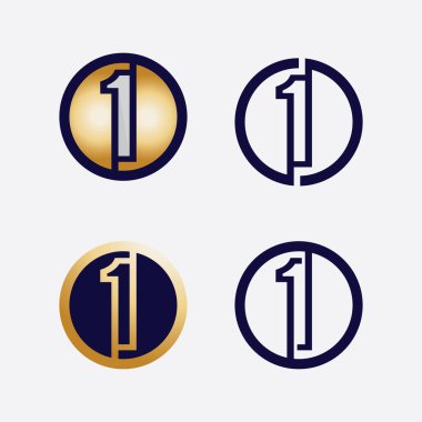Bir numaralı logo ve Vektör Numarası Tasarımı Resimler Çizimi 