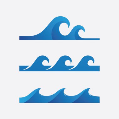 Dalga ve su izole edilmiş yuvarlak logo Mavi renk deniz, okyanus, nehir yüzeyi