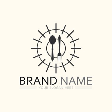 Şef şapka logosu ve resto ikon vektör tasarım şablonu çizimi