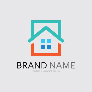 Ev logosu ikonu vektör tasarım şablonu. Ev ve ev logosu tasarım vektörü, logo, mimari ve bina, tasarım özelliği, ev işleri logosu.